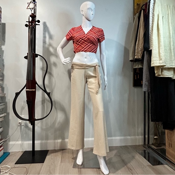 Vintage Nissa Linen Blend Hip Hugger Flared Pant - Picture 2 of 16